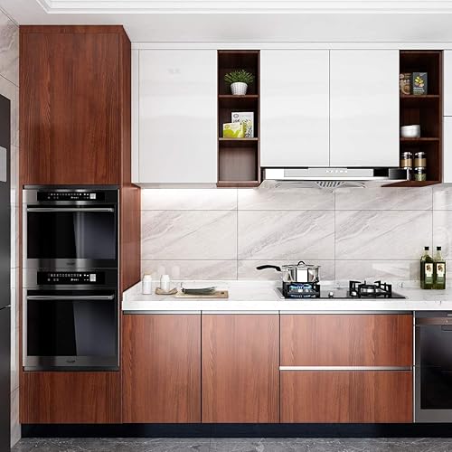 Miniatura 10 de Livelynine Papel de contacto de madera de teca natural 24 x 197 para encimeras, impermeable, despegar y pegar, papel tapiz autoadhesivo de vinilo,