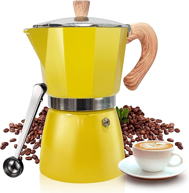 VINEKRAFT Moka Pot, Espresso Maker, Aluminium Stove Top Coffee Maker with a Coffee Clip Spoon, 300ml/6 Cups