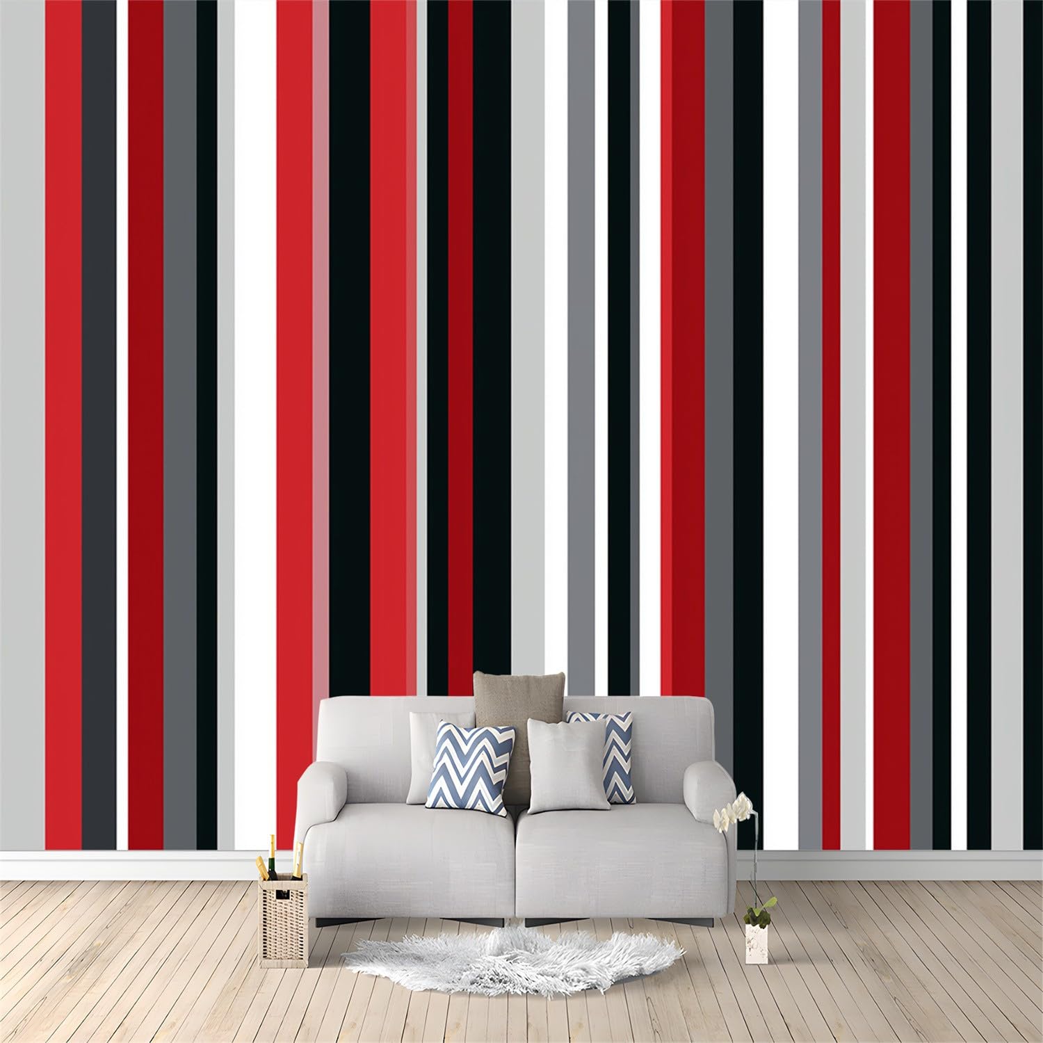 Tapeta z włókniny 350 x 256 cm, tapeta ścienna, proste pionowe paski, fototapeta 3D, dekoracja ścienna, czerwono-szara, dekoracja ścienna, dekoracja ścienna, dekoracja ścienna, salon, sypialnia,
