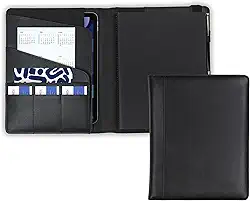 Samsill Portfólio profissional para notebook/pasta com bolso para tablet (serve para tablets de até 25 cm) e caderno de escrita estilo composição - 100 folhas (200 páginas), preto