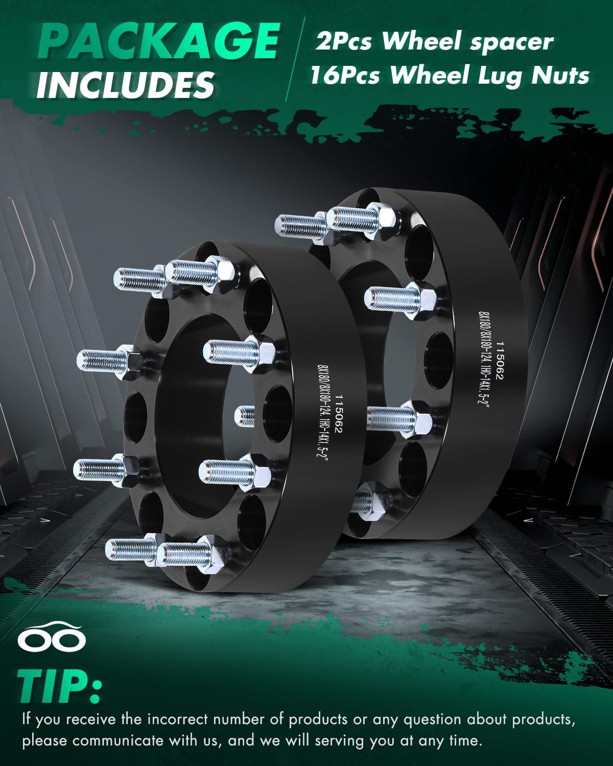 SCITOO 2Pcs Wheel Spacers 2 inch 8x180 Bore 124.1mm Studs 14x1.5 8 Lug Wheel Spacers Adapters Fit for for Chevrolet Silverado 2500 Silverado 2500 HD Silverado 3500 HD for GMC Sierra 2500 HD
