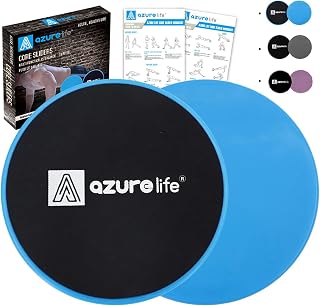 AAZURELIFE Dual-Sided Core Sliders - Gliding Discs for Carpet & Hardwood, Portable for Core Ab Workouts Anywhere