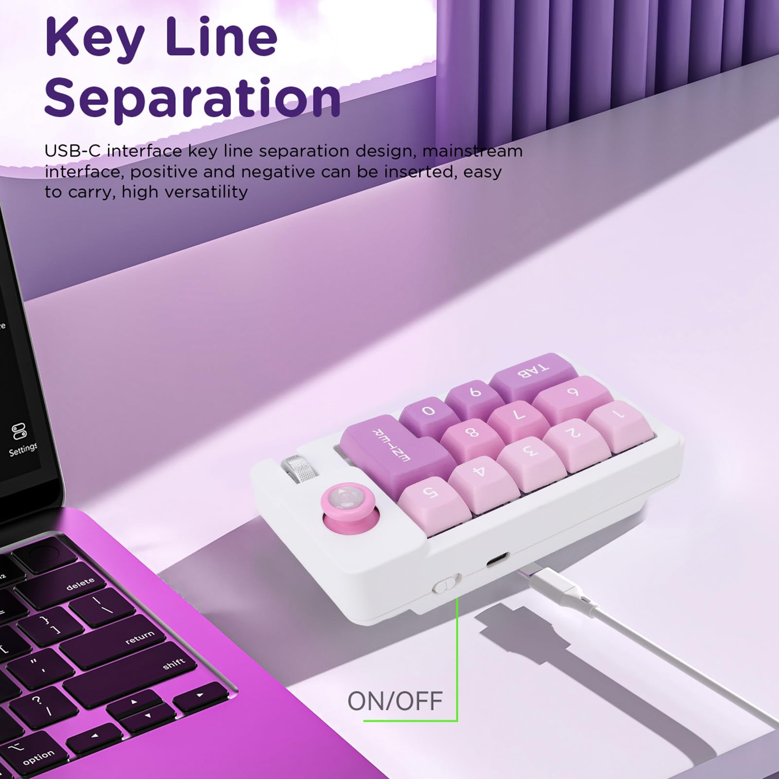 Pavé Numérique Mécanique, Clavier Macro Filaire USB 12 Touches échangeables à Chaud avec Rétroéclairage RVB, Joystick et Touches Programmables, pour Ordinateur Portable (Green)