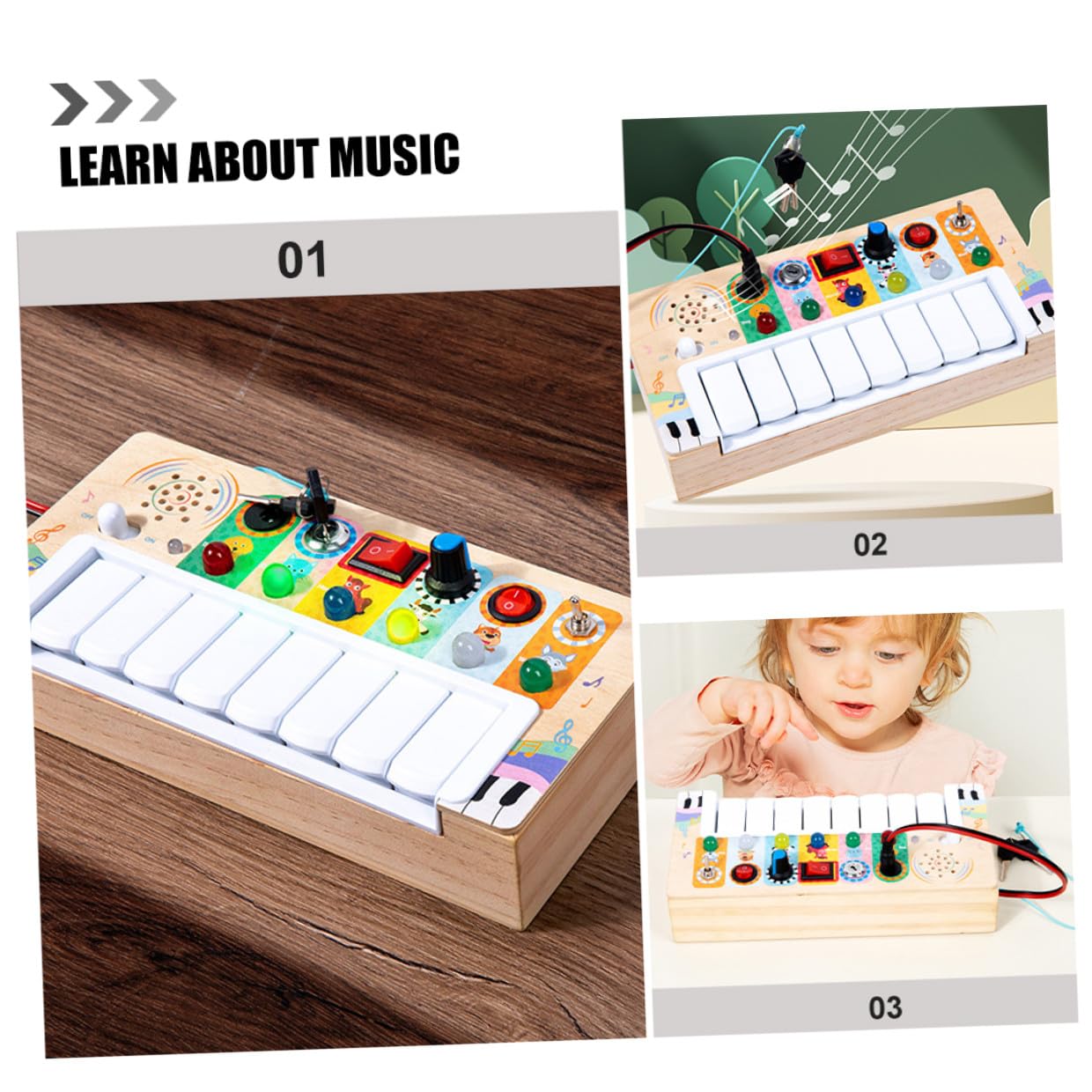 Juguete Musical LED de Madera para Niños Entrenamiento Auditivo y Diseño Portátil, Divertido E Interesante para Aprendizaje de Instrumentos Musicales