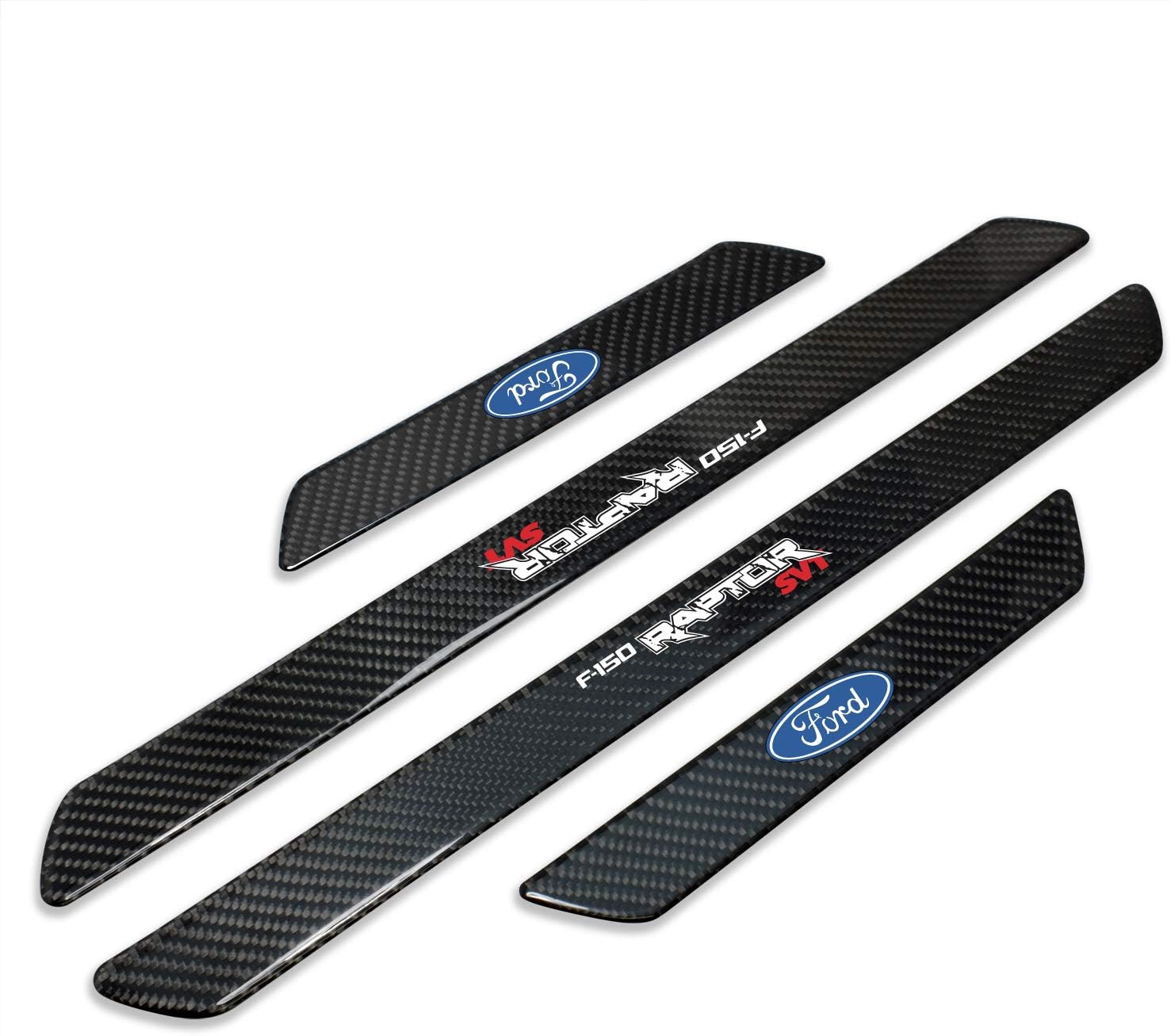 iPick Image for Ford F-150 Raptor SVT Real Carbon Fiber 4 Pcs Universal Door Sill Step Protector Guard Decal Plates - Official Licensed
