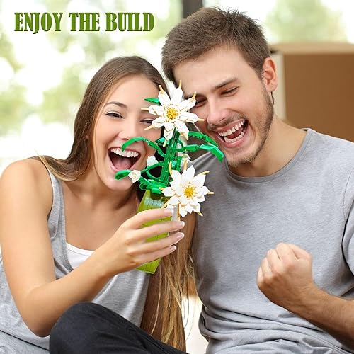 Miniatura 3 de Epiphyllum - Juego de construcción de flores para adultos, kit de bloques de bonsái de ramo de flores para jardín, colección botánica, juguetes para