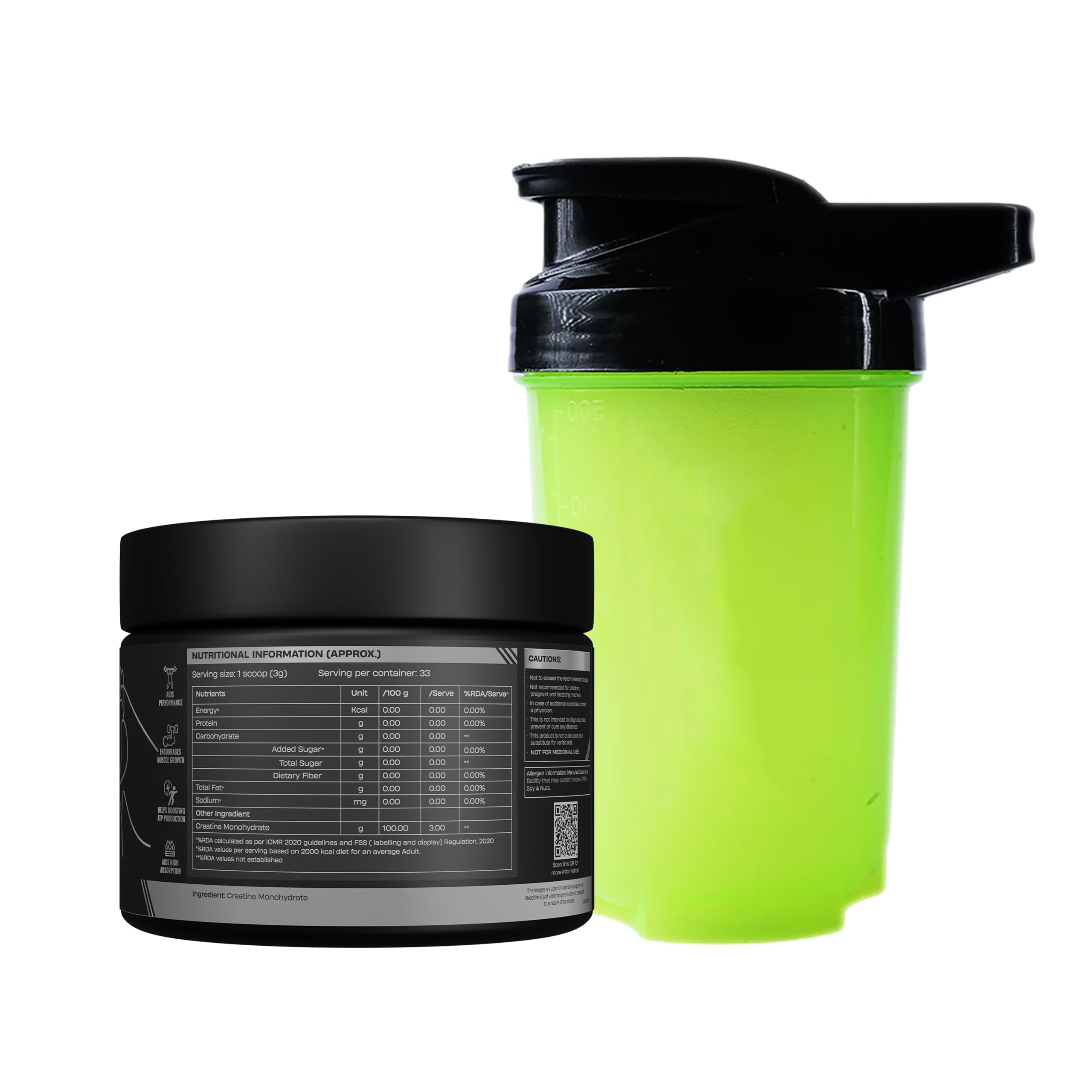 BeastLife Micronised Creatine Monohydrate with Free Shaker | 100g | 33 Servings | Unflavoured | NABL Lab Tested | Rapid Absorption for Muscle Strength & Athletic Performance | Super Micronised Creatine Powder — Amazon image 11