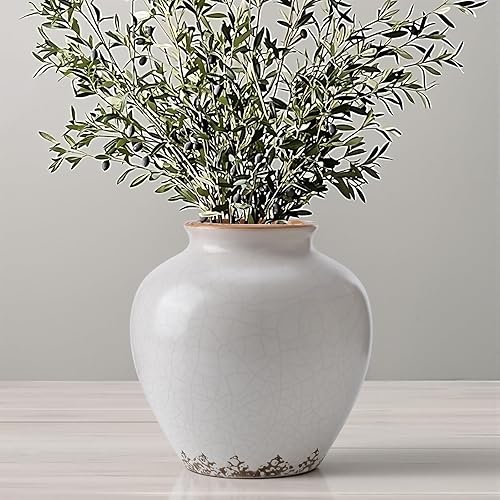 Florero de cerámica para decoración del hogar, 6.2 pulgadas, estilo rústico, vintage, jarrones decorativos de terracota de cerámica para mesa de