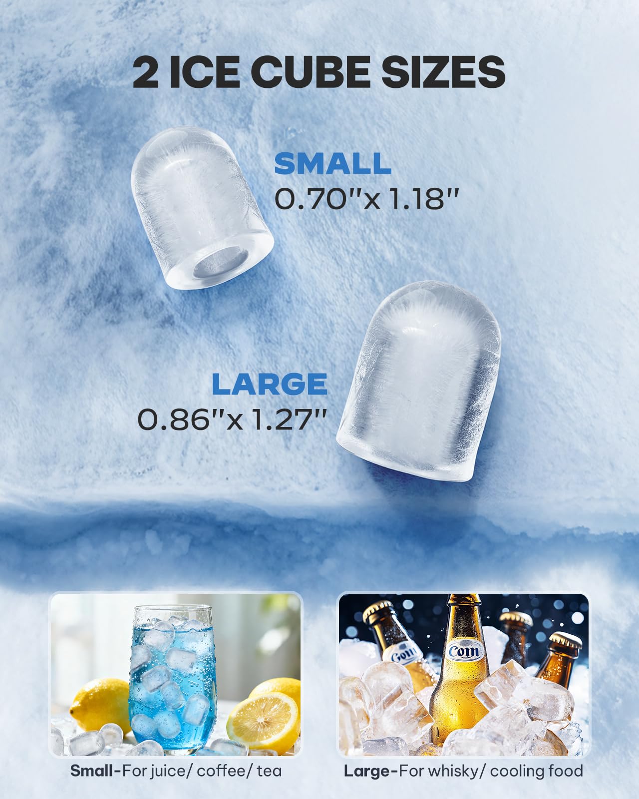 Silonn Ice Maker Countertop, Portable Ice Machine With Carry Handle, Self-Cleaning Ice Makers With Basket And Scoop, 9 Cubes In 6 Mins, 26 Lbs Per Day, Ideal For Home, Kitchen, Camping, RV on Fridge.com - View 4