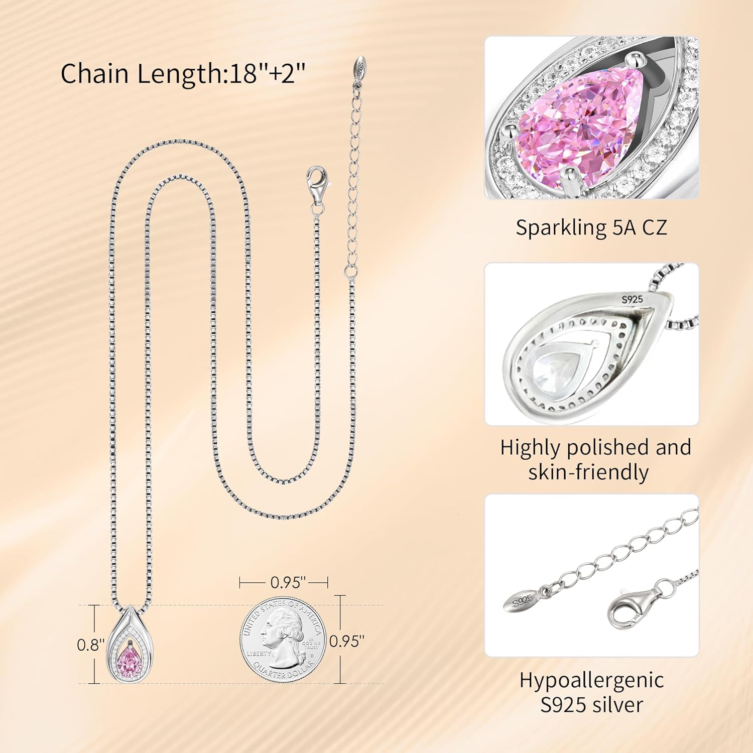 Birthstone925 Sterling Silver Necklace for Women Birthday Gifts for Women Mom Wife - Image 7