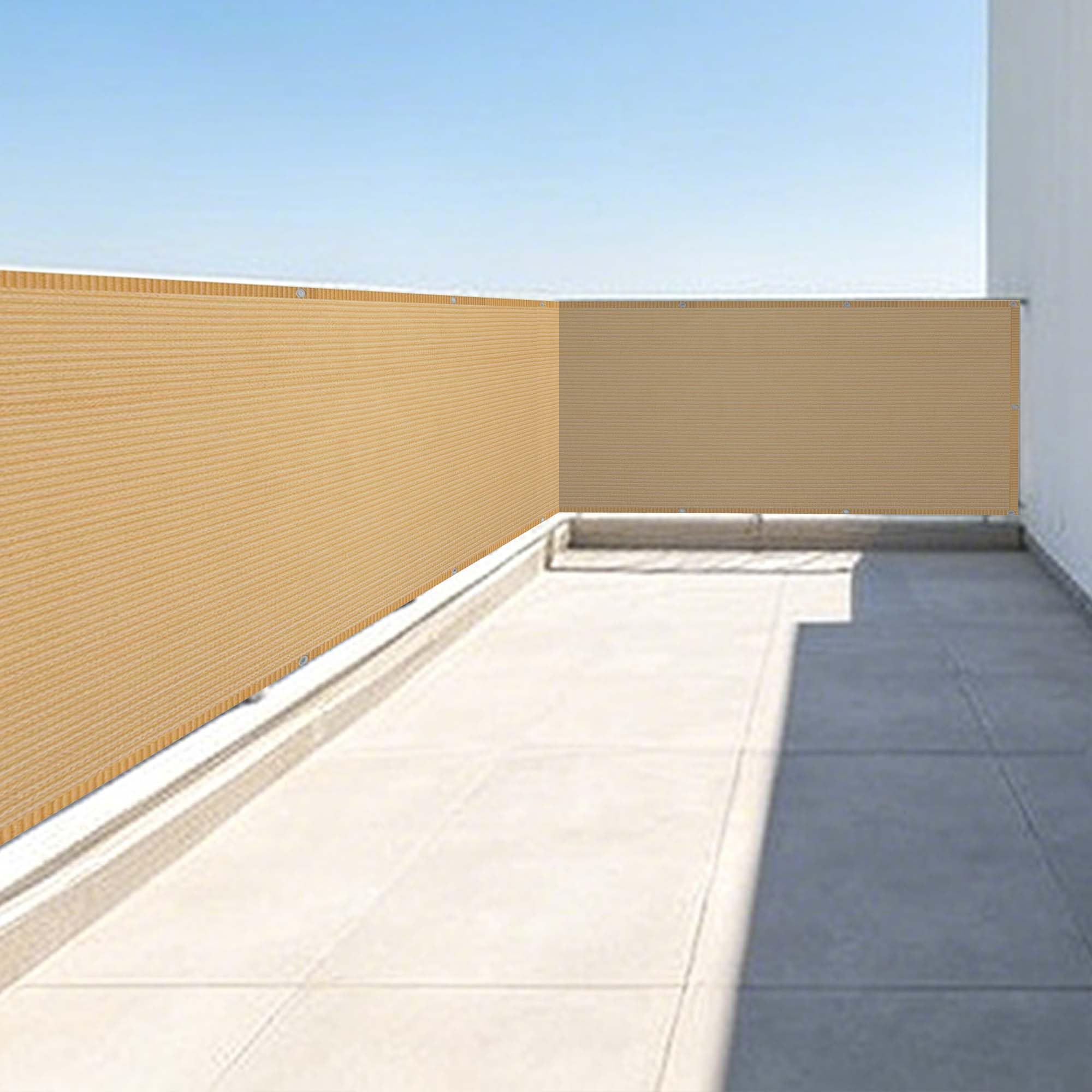 Filet d'ombrage contre la chaleur sur la terrasse avec voile jaune sable 2.6x3.4m