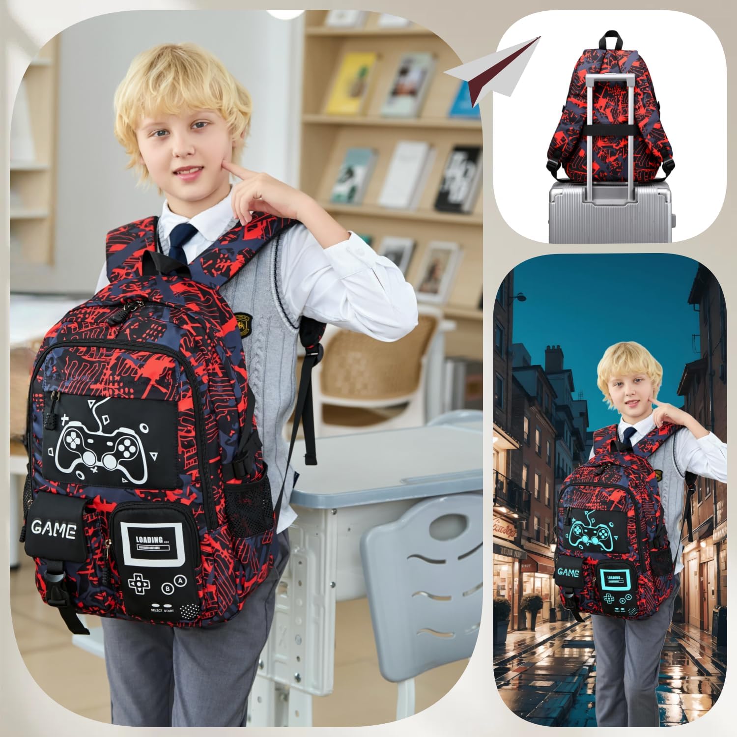 Boys School Backpack Kids Bookbag Elementary Middle Durable Waterproof Bags - Image 2