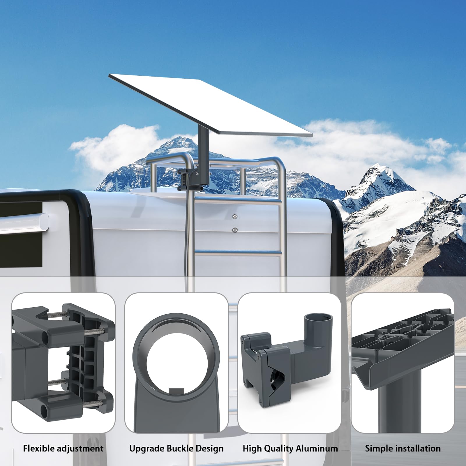 EDUP Soporte Starlink Standard 4 Gen 3, Soporte Antena Starlink Ajustable para Poste y Escalera, Starlink Mount de RV y Techo Compatible con Standard 4X / Gen 3 / V2 Starlink Internet Satelital Kit