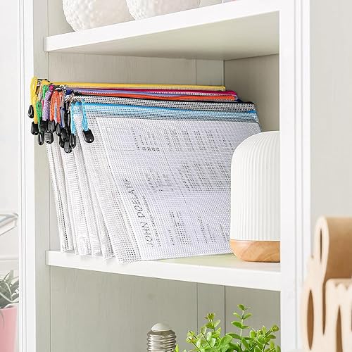 Miniatura 7 de ZYBERIX - 24 bolsas duraderas para organizador de documentos para suministros de oficina, bolsas de plástico impermeables con cremallera para