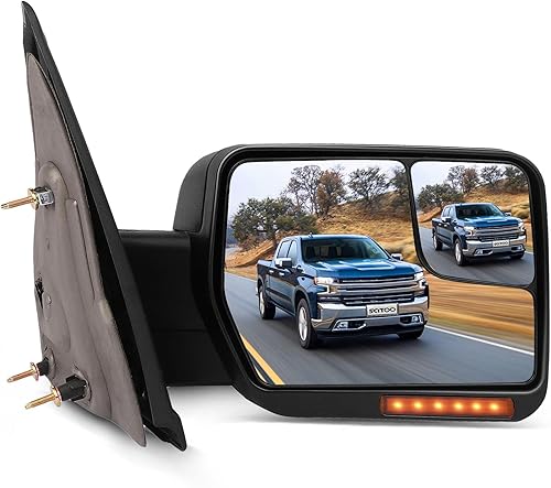 SCITOO Ajuste para Ford para F150 Espejo de remolque con luces de charco, espejo retrovisor negro para Ford 2004-2014 para Ford para F150 con