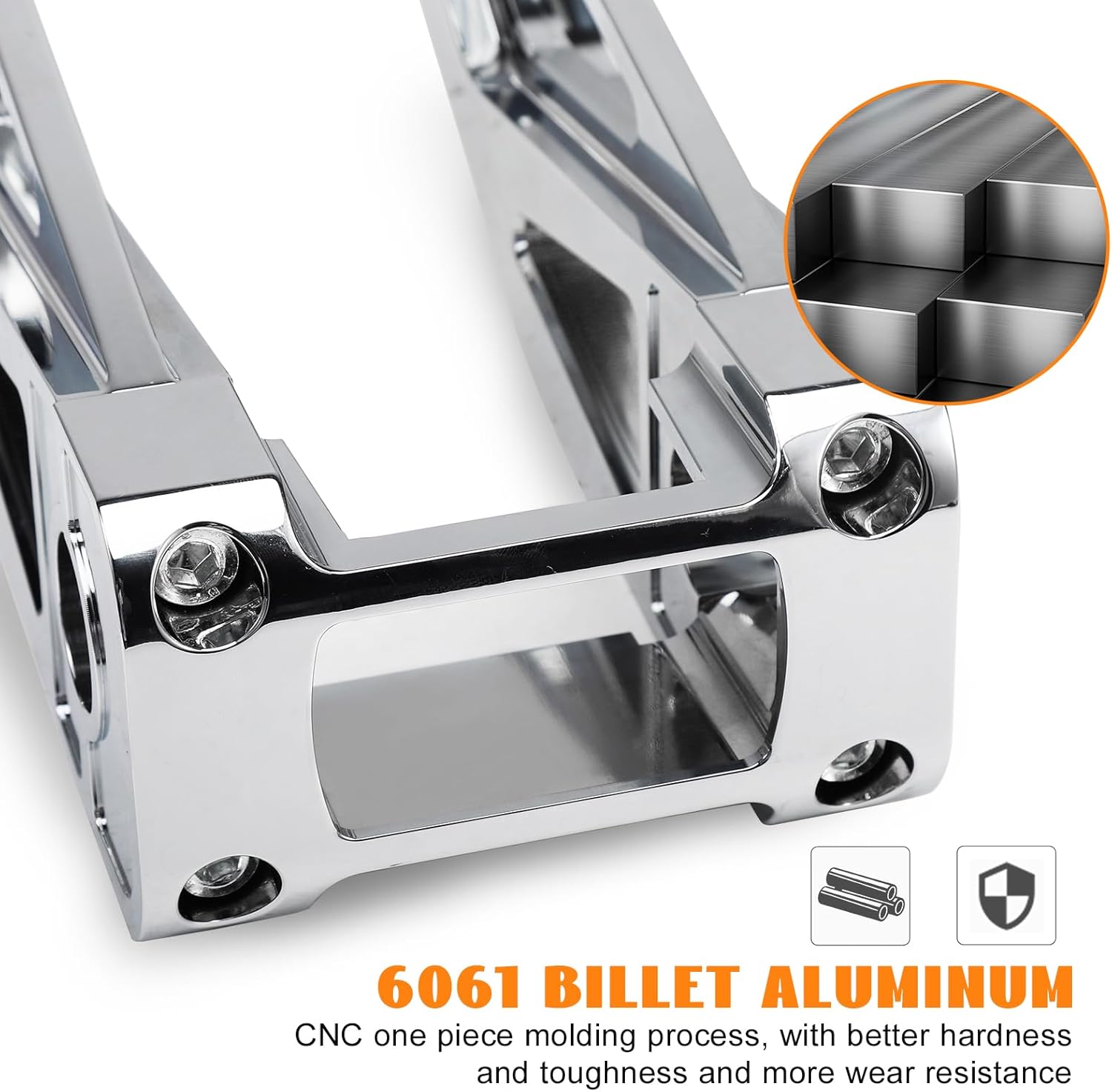 8" Tall Pullback Handlebar Risers 1" Clamping CNC One-Piece Chrome Fit for Harley Dyna Sportster M8 Softail Street Bob Low Rider ST Standard FXST FXBB FXBBS FXLRS FXLRST 2018-2024