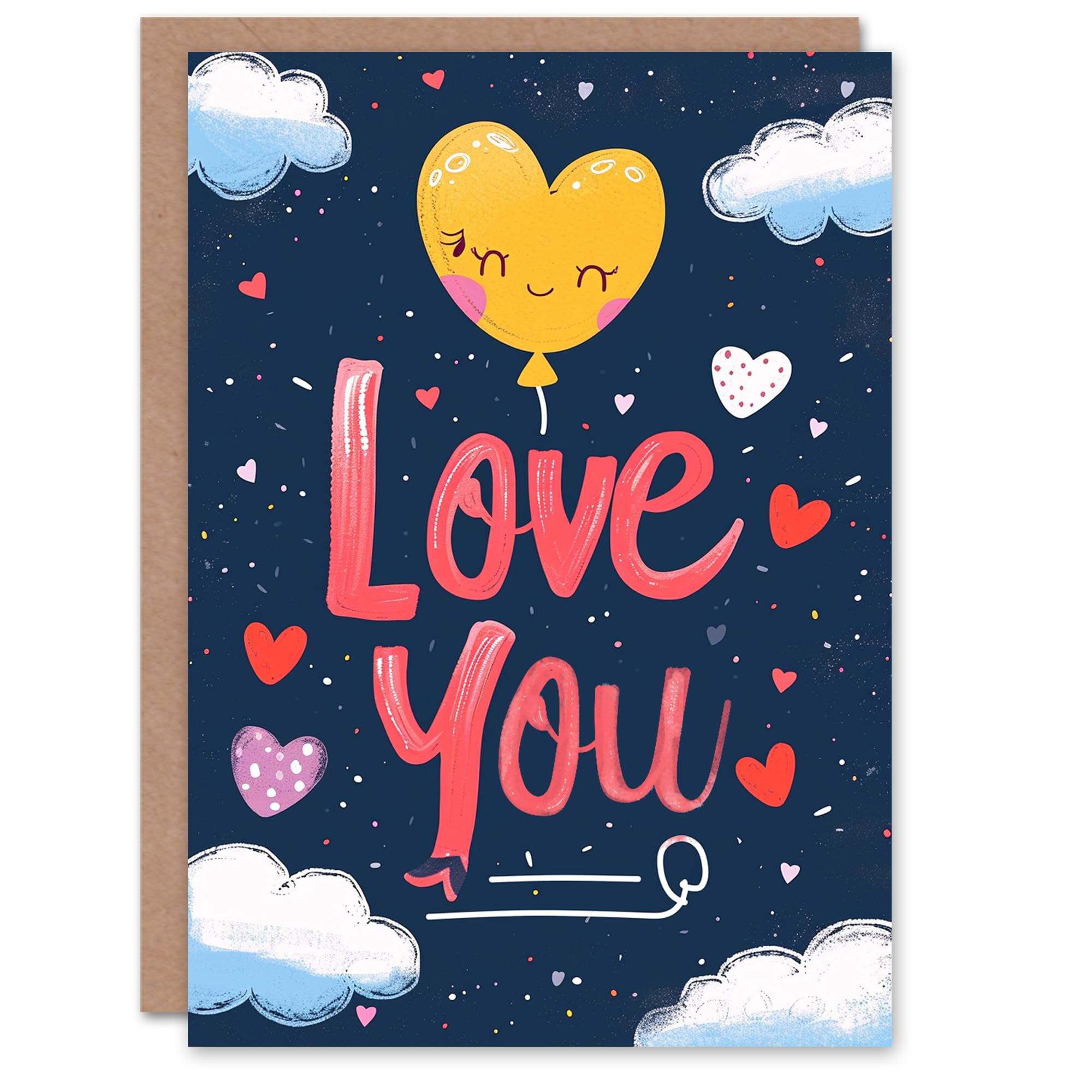 Artery8 Greeting Card - Anniversary Card - Love You Heart Balloon - Dark Blue