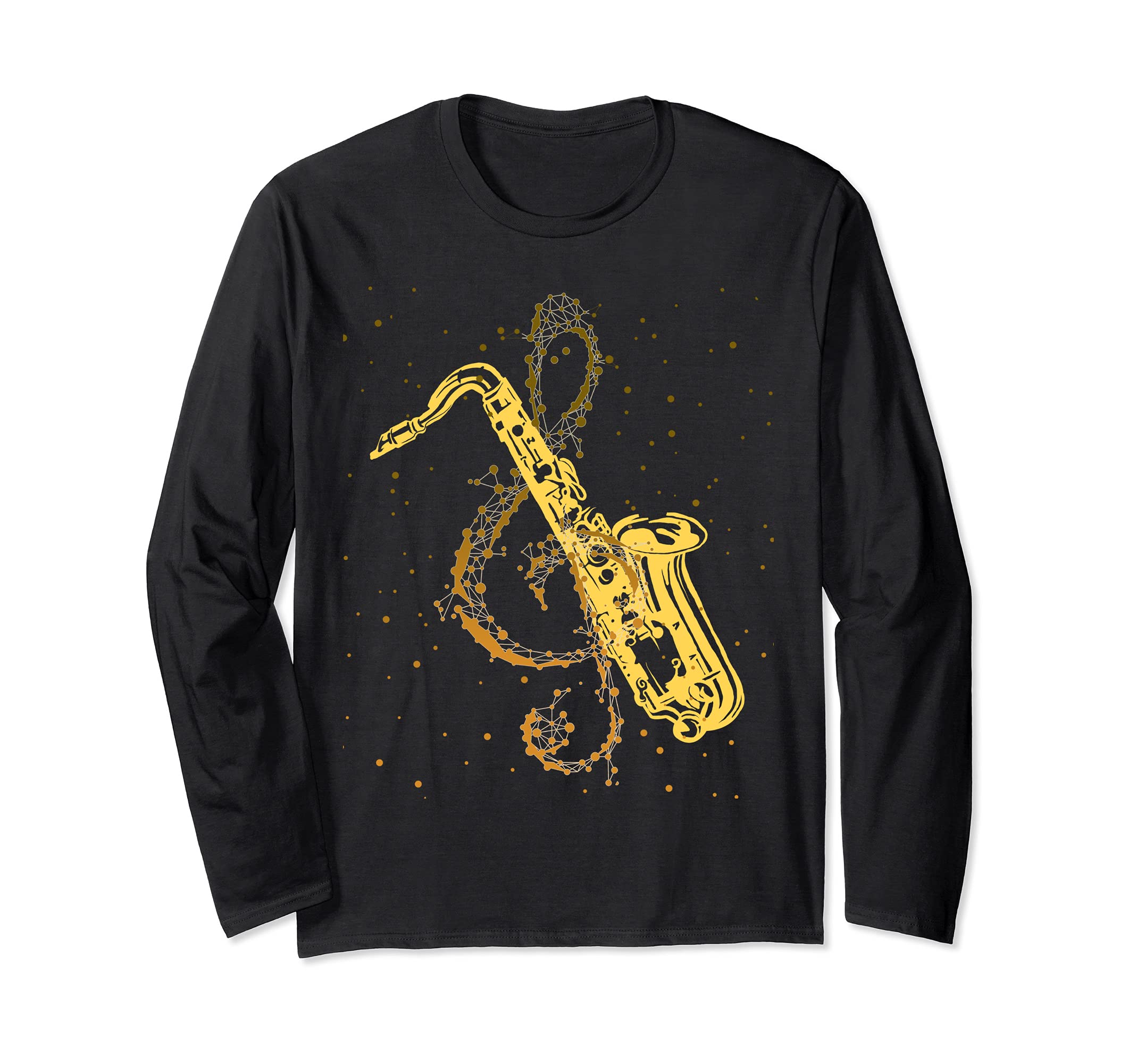 Treble Clef Saxophonist Jazz Musician Sax Player Saxophone Long Sleeve T-Shirt, Black