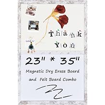 Bulletin Board Whiteboard White Felt Board Combo for Office School Kitchen Bedroom, White Wood Frame,23.6"*35.4",Whiteboard+WH-6090WH