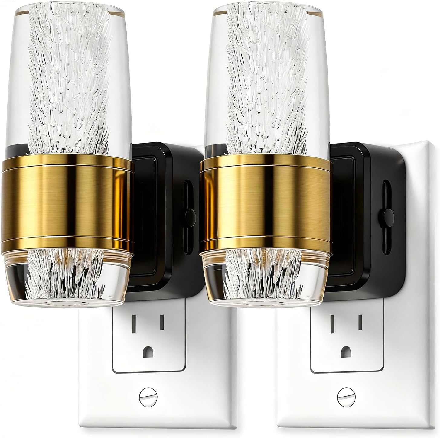 LED Night Light Plug into Wall, 2 Pack Acrylic Nightlight with 0-100 LM Adjustable Brightness, 3000K Plug in Night Light with Dusk to Dawn Sensor, for Bathroom Bedroom Hallway (2)