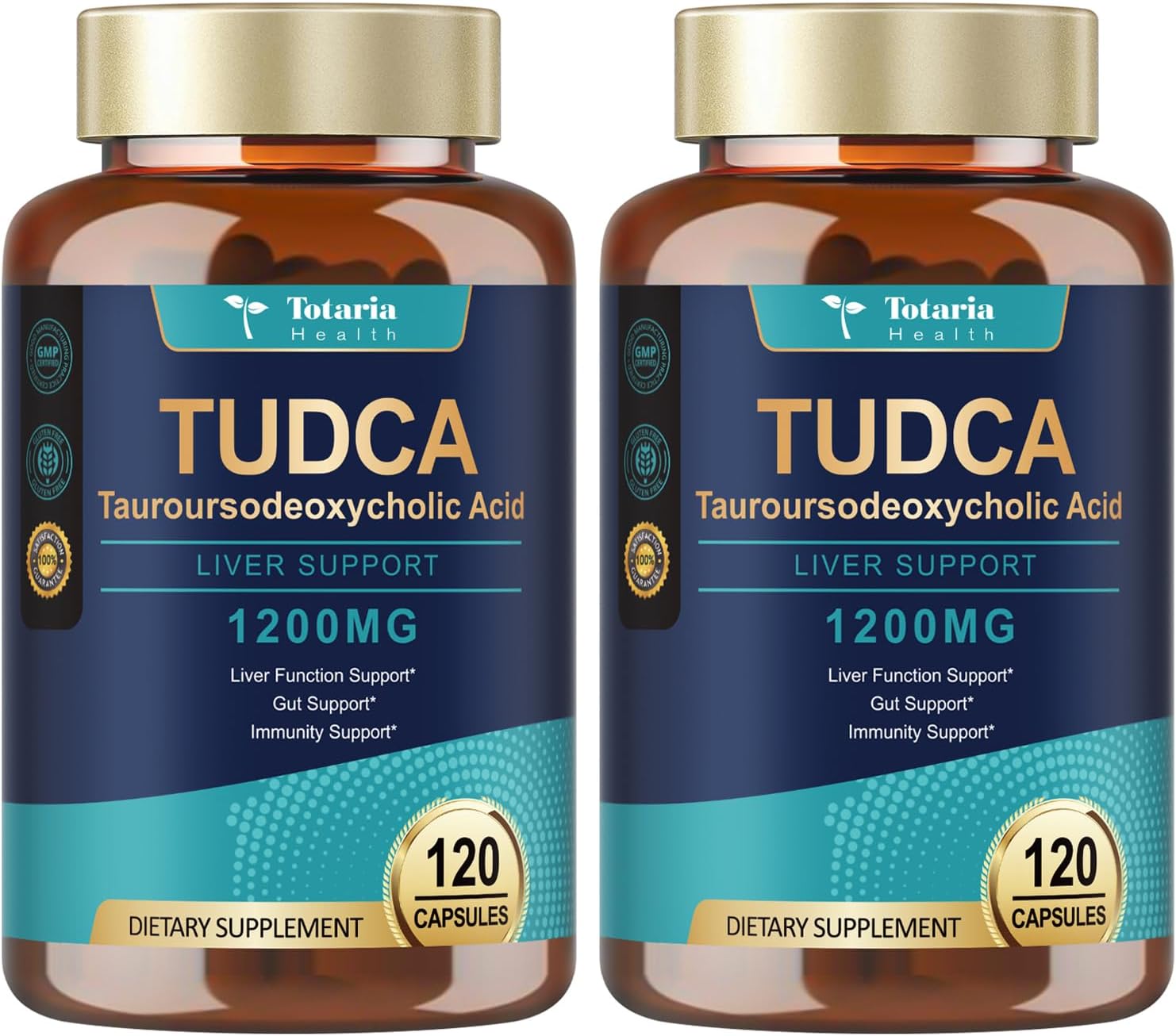 Totaria (2 Packs) TUDCA Bile Salts 1200mg (Tauroursodeoxycholic Acid), Ultra Strength Pure TUDCA Liver Supplements, Liver and Gallbladder Cleanse & Repair, Vegan