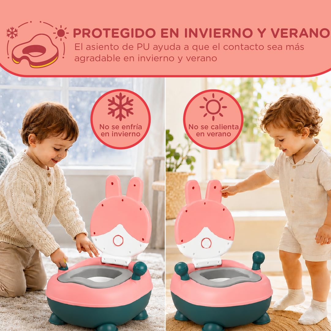 Orinal Bebe Entrenamiento 12-48 Meses Con Tapa Antideslizante Protector Salpicaduras Asas Seguridad Diseño Ergonómico Orinal Infantil Niños y Niñas PU PP Sin BPA Fácil Limpieza Rosa Azul