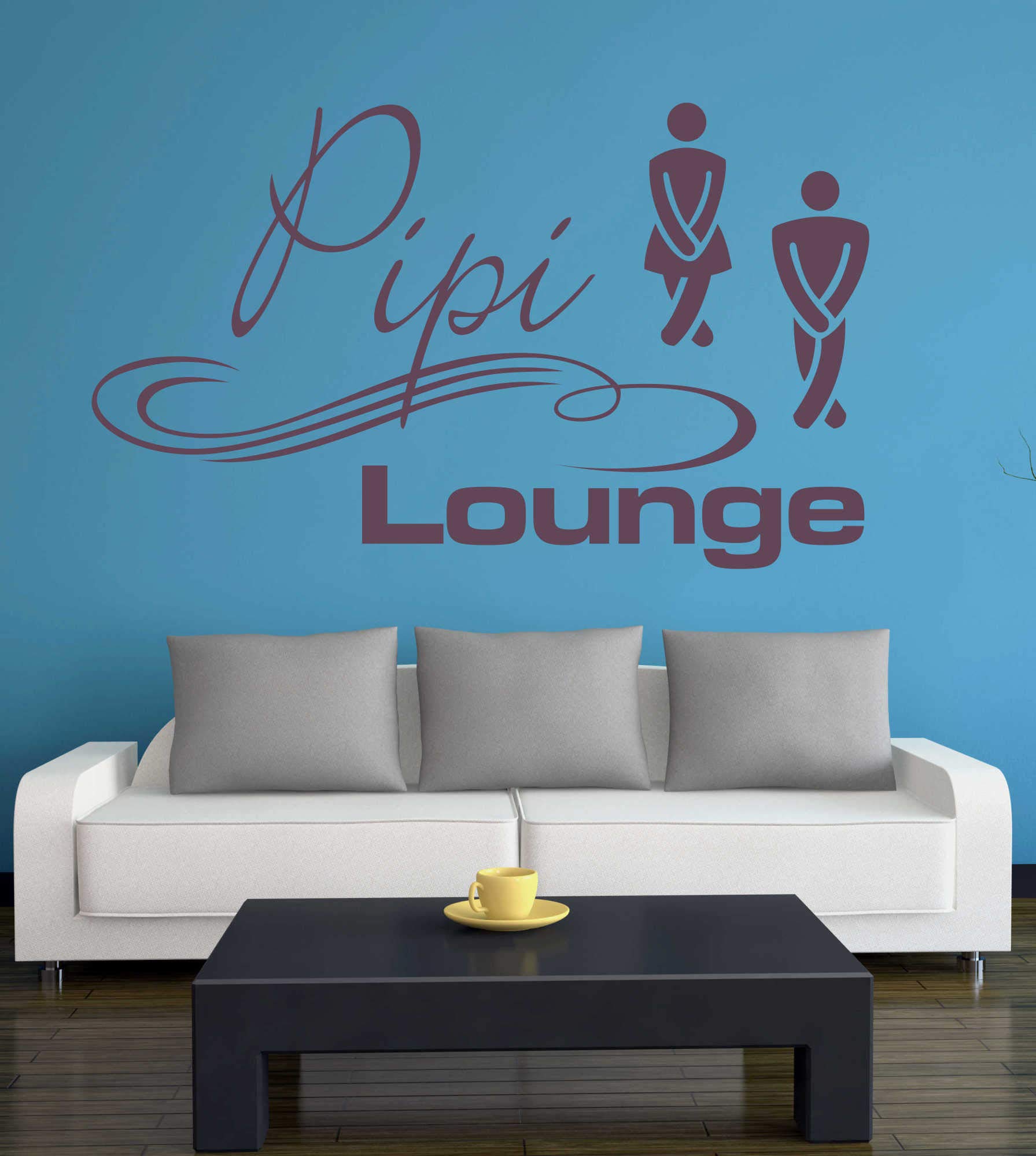 Tür-Wandtattoo „Pipi Lounge“ – 60x35 Cm, Schwarz, In 40 Farben & 4 Größen Wählbar