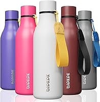 Vista 322 de BJPKPK Botellas de agua aisladas, botella de agua de metal de acero inoxidable de 18 onzas con correa, termo a prueba de fugas sin BPA, tazas