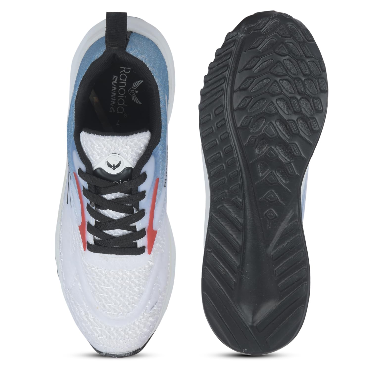 Men's Lightweight Running Shoes – Breathable White & Blue Gradient Mesh Sneakers with High-Traction Black Sole, 1.2 Inch Cushioned Heel, 0.6 kg for Running, Walking & Gym-image-8