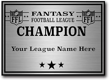 TrophySmack Square Base League Plate - Customizable Engraved League Plate - Fantasy Football Trophy Champion Award Plate Silver or Black