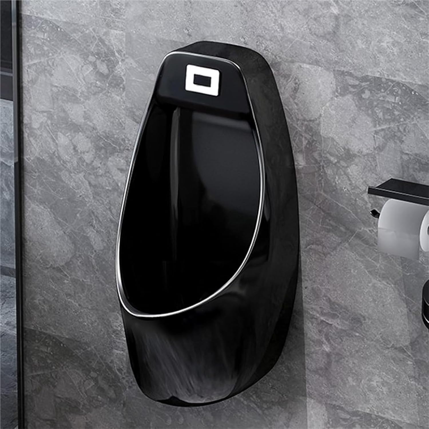 Wall Mounted Men's Adult Urinal， Bathroom Ceramic Mens Urinals Anti-Odor Splash for Hotel Shop(Floor Drain)