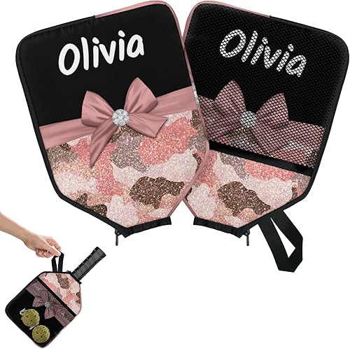 Miniatura 2 de Cubierta de paleta de pickleball personalizable, paquete de 12 paquetes, nombre de texto personalizado, ajuste universal, para hombres y mujeres,