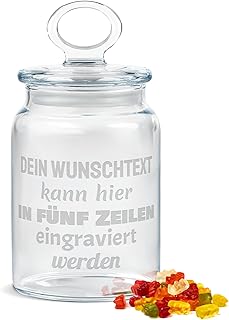Print Royal PR Personalisierte Keksdose aus Glas mit Gravur - 800 ml - mit Name oder Spruch selbst gestalten als Geschenk zum Geburtstag oder Weihnachten | Personalisiertes Geschenk