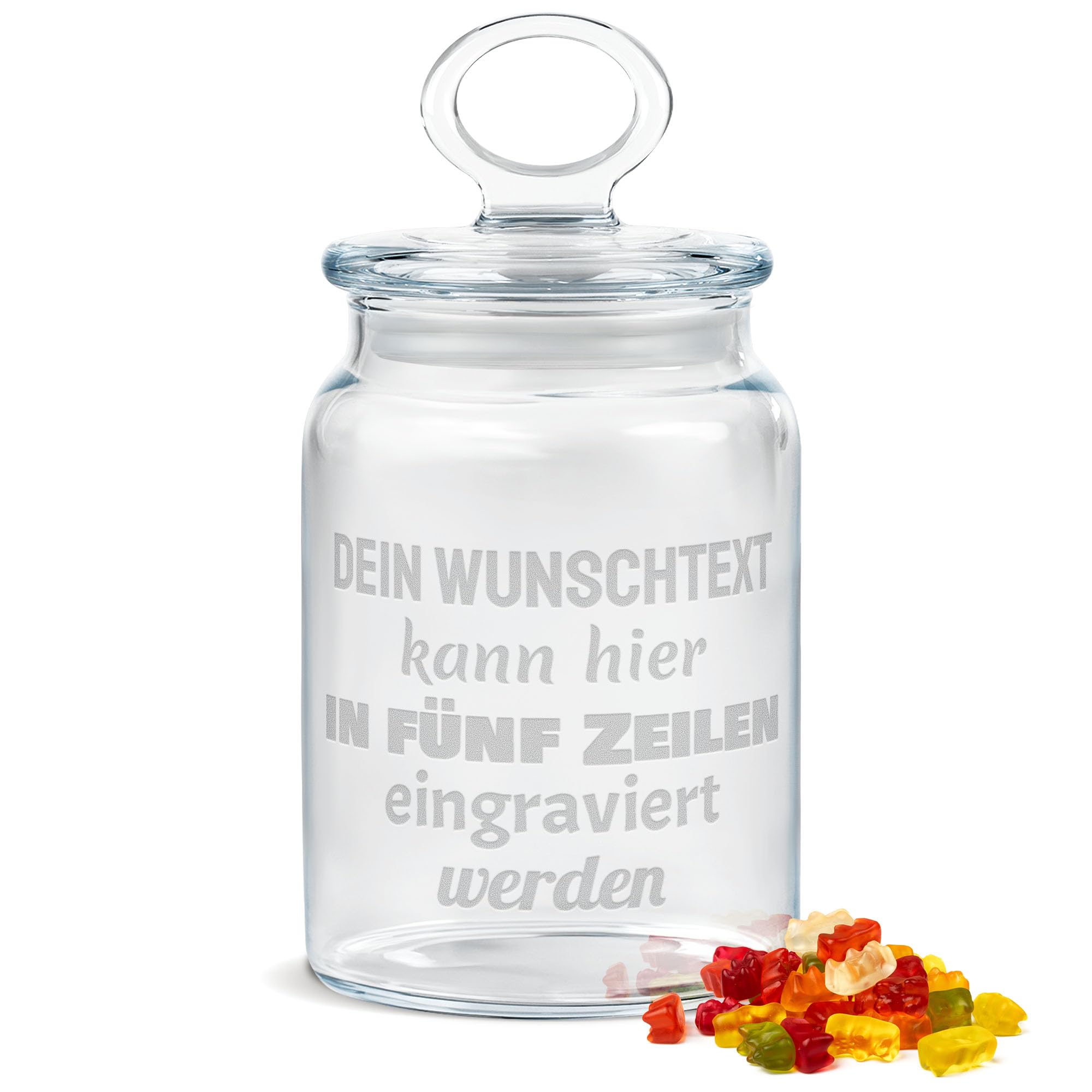 Print Royal PR Personalisierte Keksdose aus Glas mit Gravur - 800 ml - mit Name oder Spruch selbst gestalten als Geschenk zum Geburtstag oder Weihnachten | Personalisiertes Geschenk