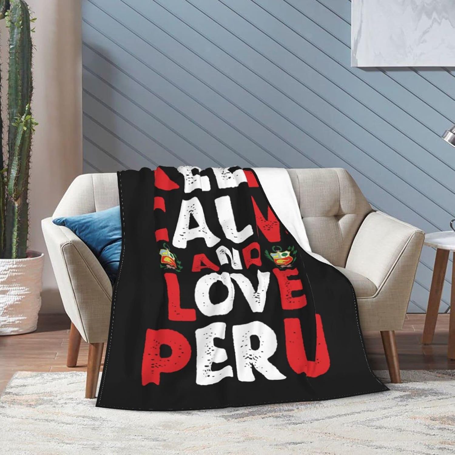 Keep Calm and Love Peru Throw Blanket for Couch Bed Sofa Throw Blanket for Men Women 80"x60" Blankets