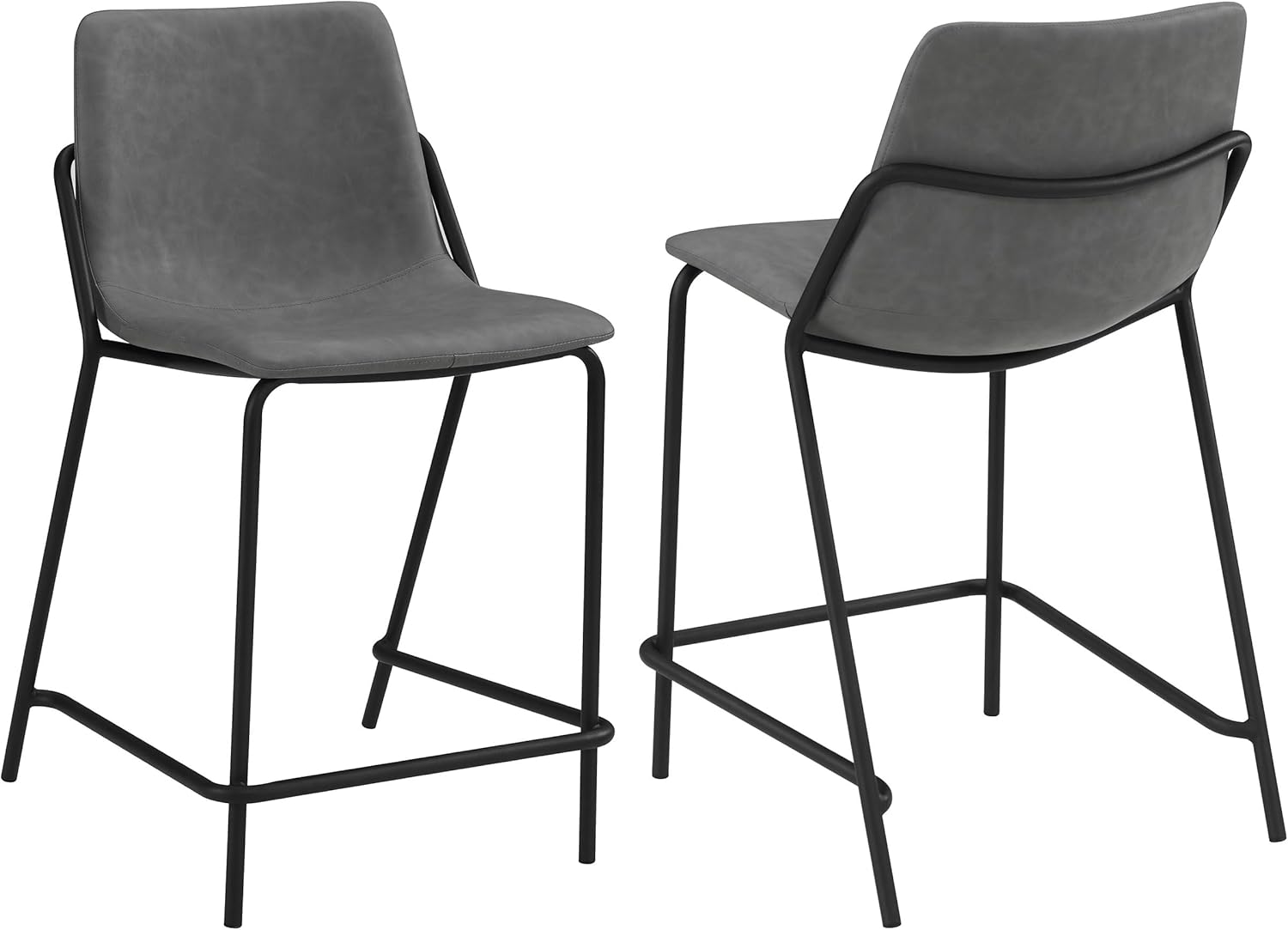 Coaster Home Furnishings - Earnest - Upholstered Counter Height Chairs (Set of 2) - Bucket Style, Footrest - Dining Room & Kitchen - Grey - 183452
