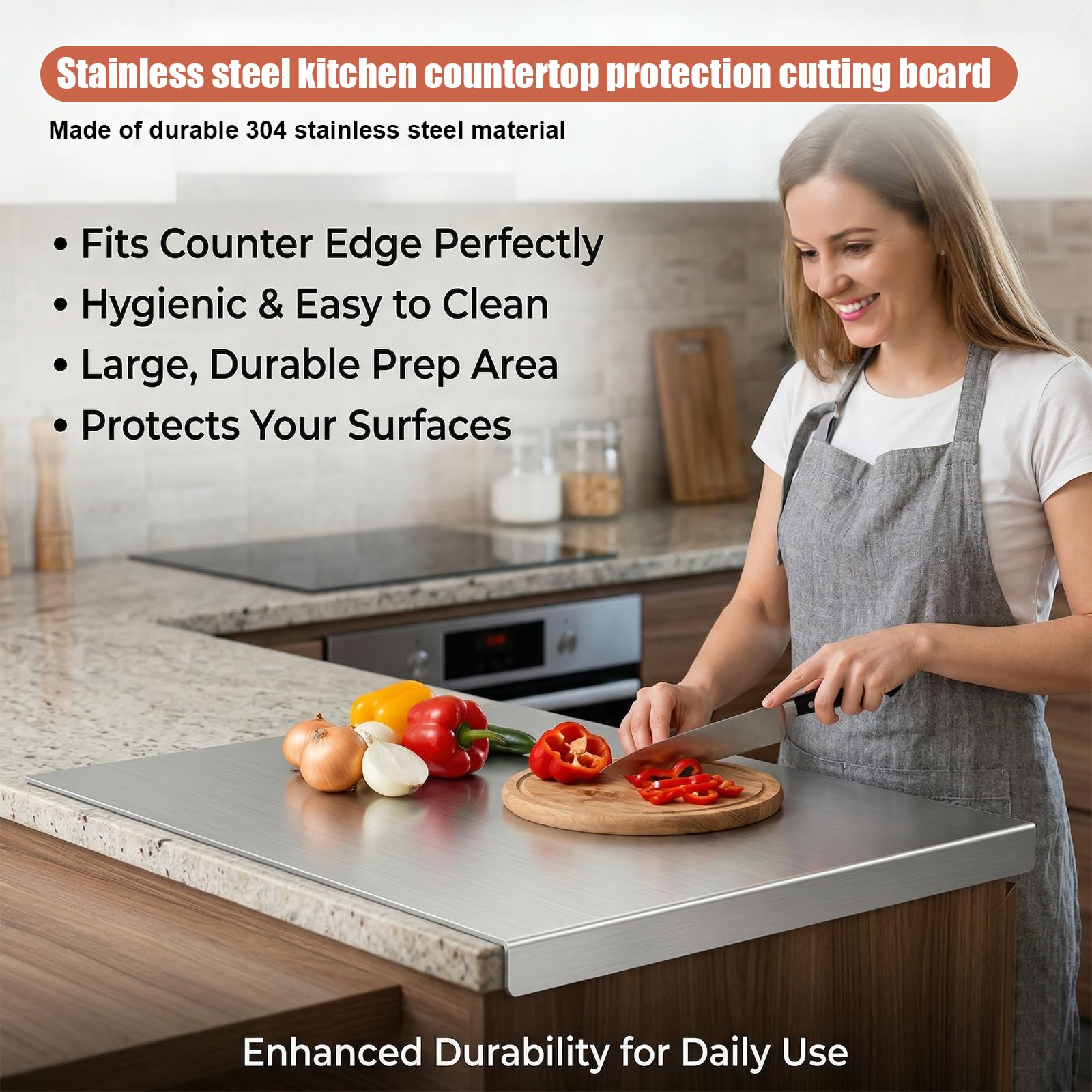 Tabla de Cortar Acero Inox 30x40cm, Superficie de Trabajo Inoxs, Tabla de Amasar Acero Inox 304, Antioxidante, Antibacteriana, Borde Tope, Antideslizante, Para Masa, Pizza, Pan, Carne, Verduras