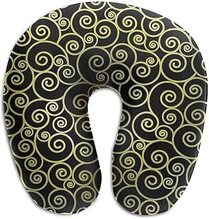 Poduszka podróżna z pianką Memory Foam w kolorze czarnym i złotym w kształcie litery U, ergonomiczna konstrukcja, nadająca się do prania poszewka