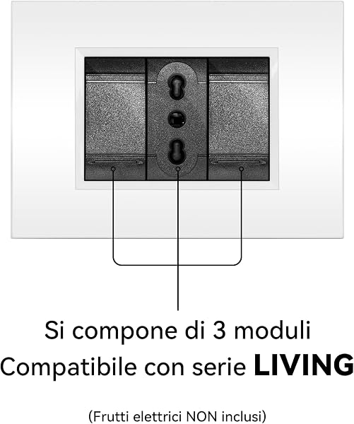 CILIA 3 Moduli Placca Compatibile Con Bticino LIVINGLIGHT,Forma Rettangolare Placche In Plastica di Alta Qualità Supporto 503 Vari 6 Colori (Bianco, 3 Moduli-10 Pezzi) - 4