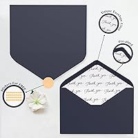 Vista 4 de Goefun Tarjetas de agradecimiento con sobres, paquete a granel de 144, 4×6 pulgadas, azul marino, notas de agradecimiento en blanco, diseños únicos