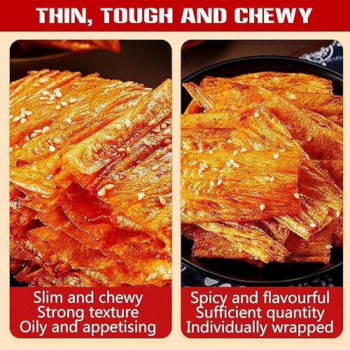 Miniatura 3 de 7.58 oz Latiao Picante Mano Triturado Frijol Cáscara Chile Snacks Picantes y salados, Snacks para antojos Picante Strip La Tatiao Tofu Skin Snacks