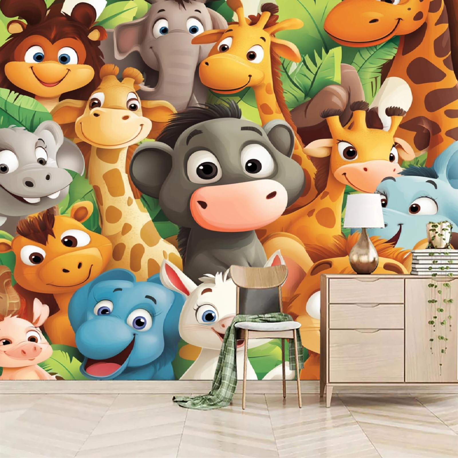 Poster tapisserie mural zoo 3D pour égayer le salon et la chambre des enfants