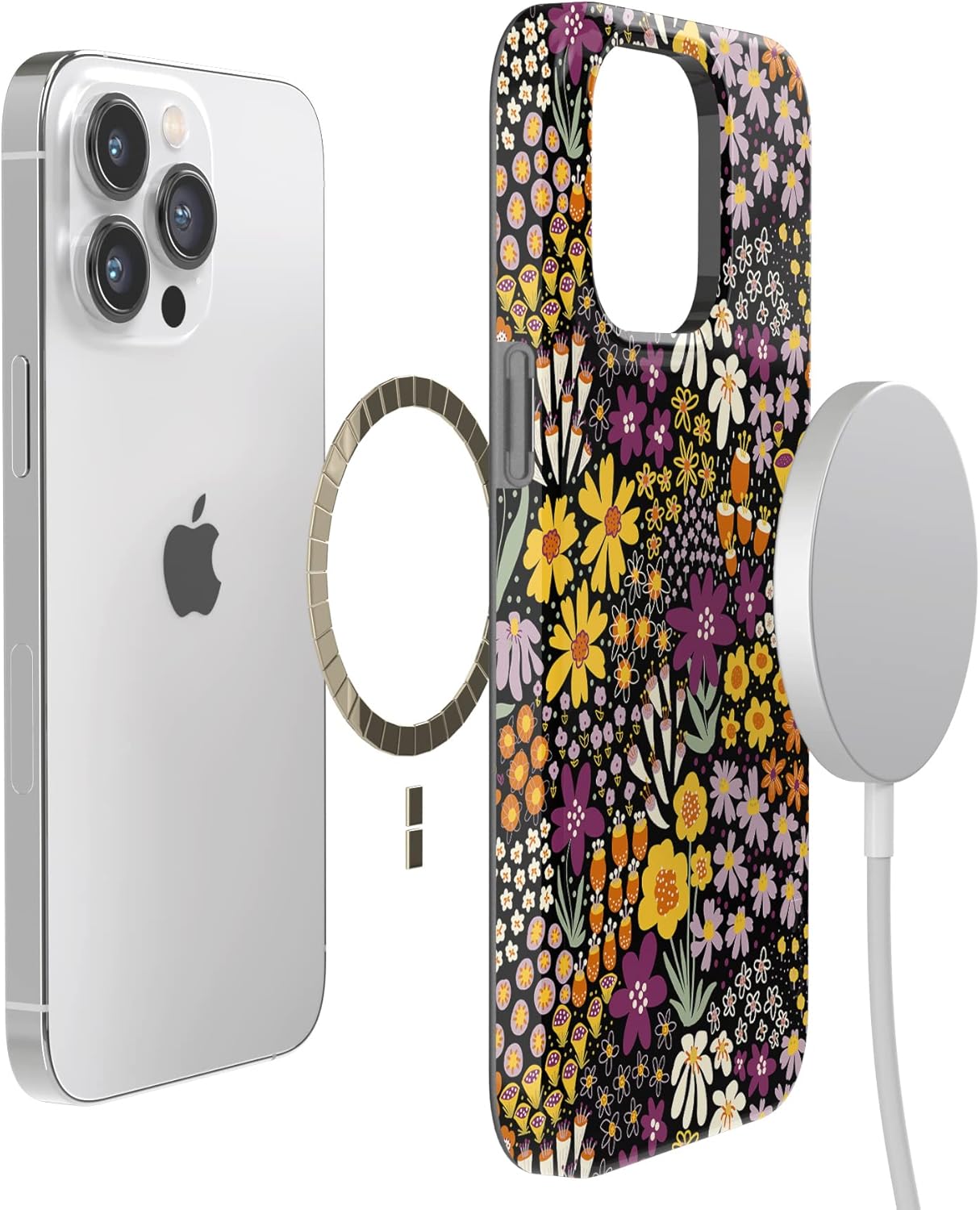 Casely iPhone 14 Pro Case | Falling for You | Plum Floral | Compatible with MagSafe | Classic Ultra Slim Design