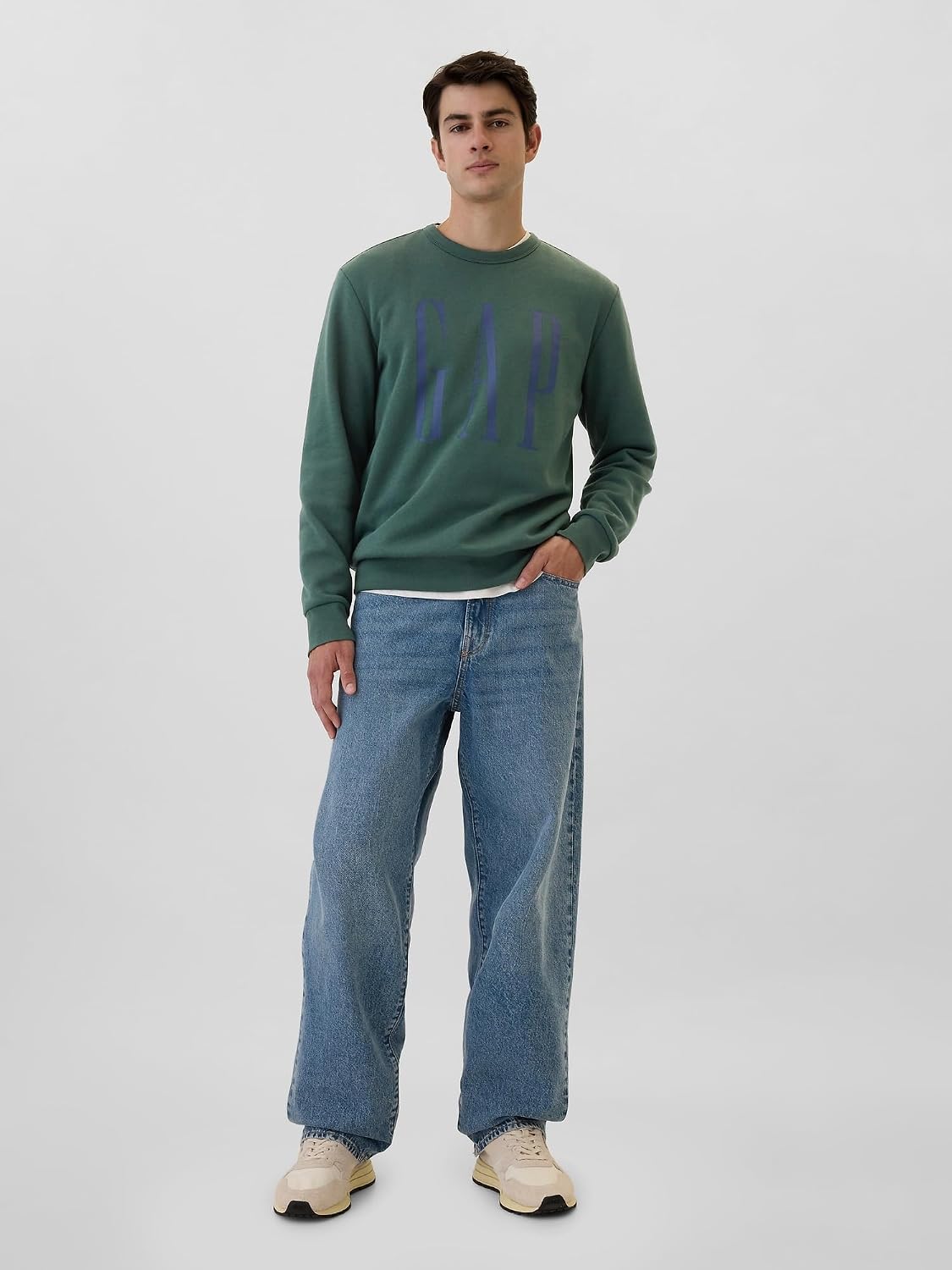 GAP mens Logo Fleece Crew Sweatshirt