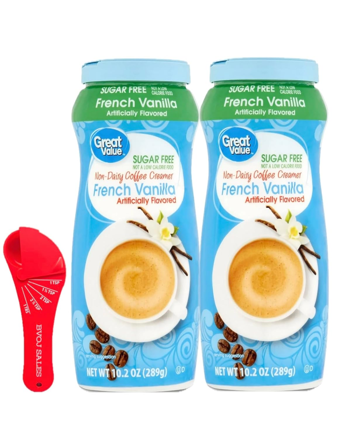 Great Value Sugar Free French Vanilla powder Coffee Creamer 10.2 oz Canister 2 pack