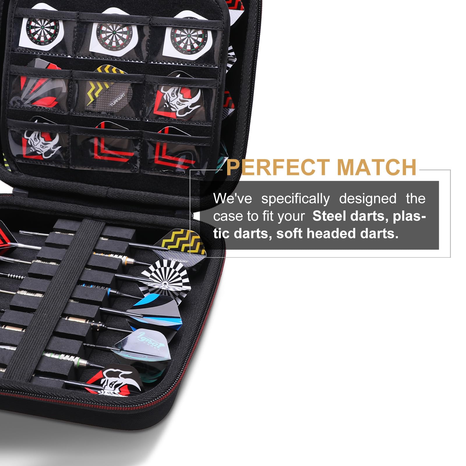 LTGEM Darts Case Compatible with All Specifications of Darts Steel Tip and Soft Tip Darts, Plastic Darts, Holds 18 Darts and Extra Accessories, Tips, Shafts and Flights(Only Case)