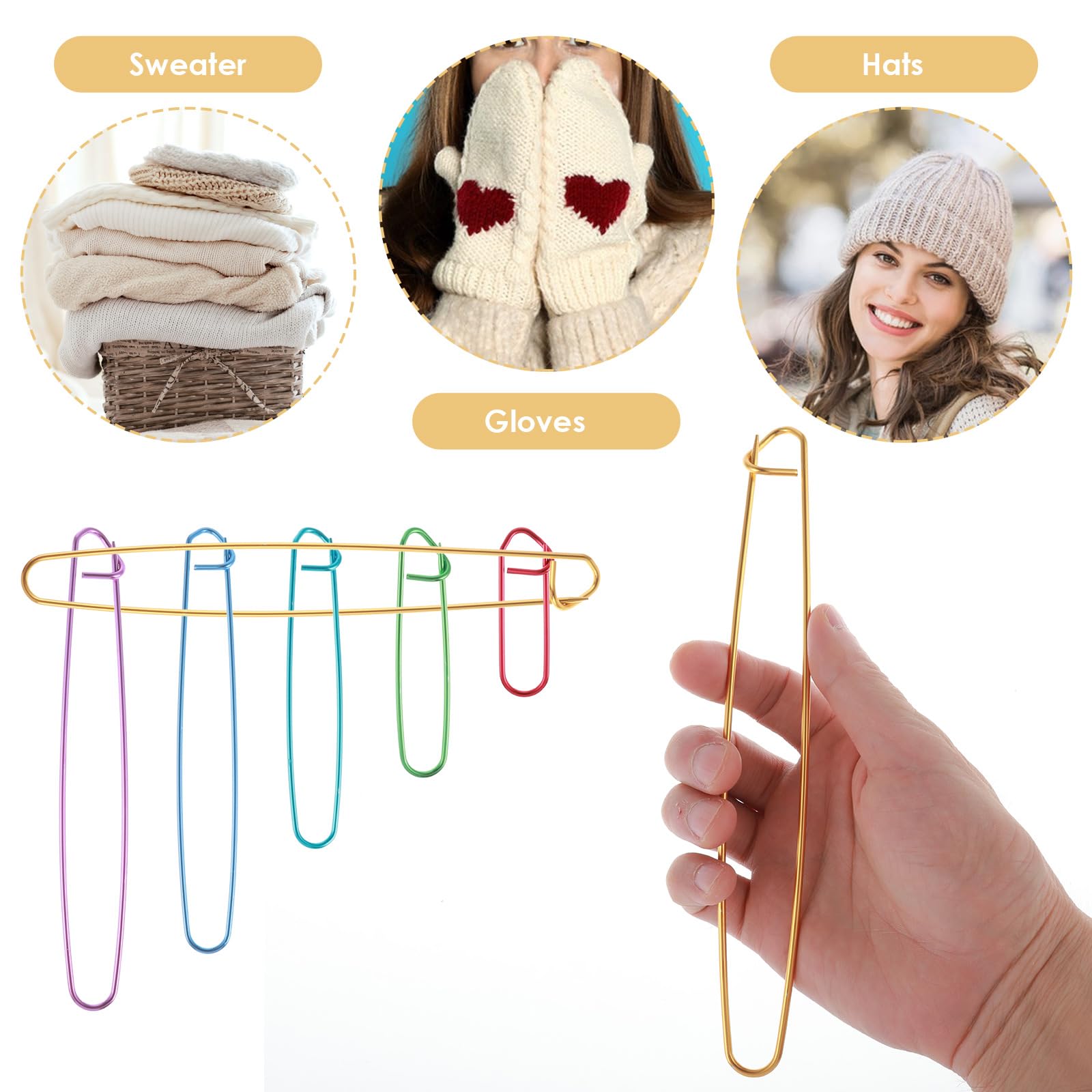 Lot de 12 supports de maille à tricoter, supports de fil pratiques et polyvalents pour aiguilles à tricoter, accessoires colorés pour matelassage, couture, tricot (6 tailles
