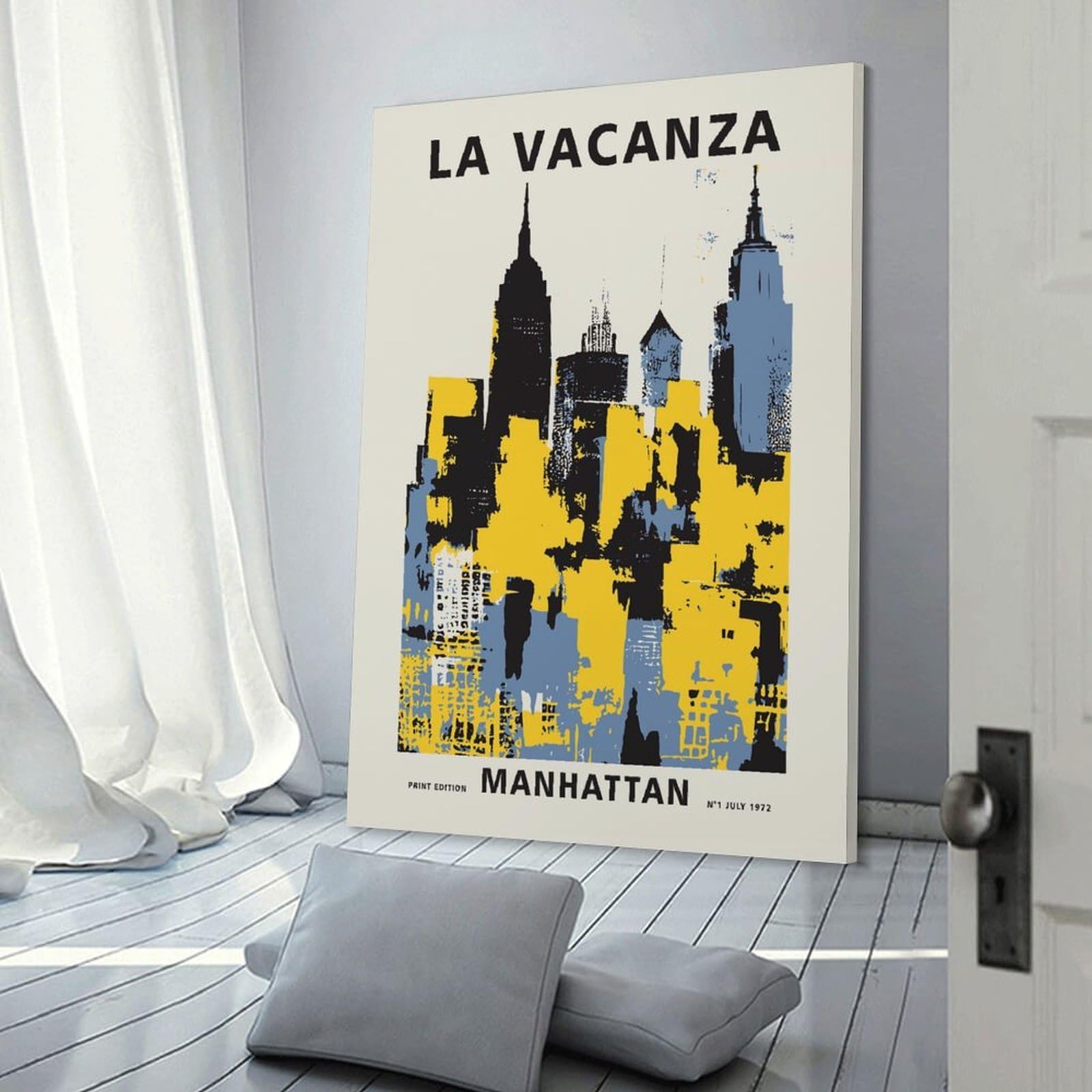 Junmoney Frame-Style-7 Manhattan Retro Room Decor Wall Art 08X12inch(20X30cm), For Bedroom, Guest Room Or Reading Nook, An Easy Wall Refresh For Bedrooms