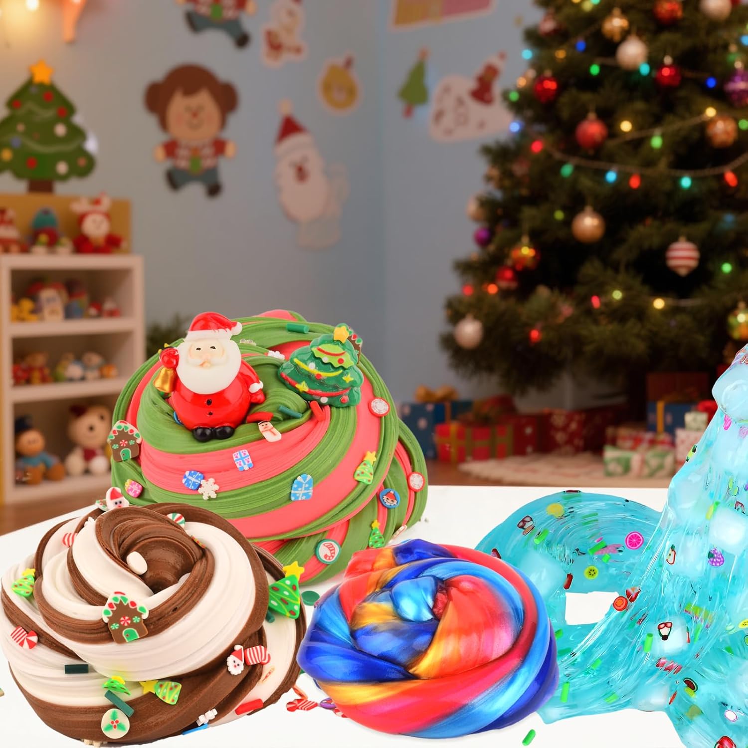 スライムアドベントカレンダー2025ミステリーボックス子供用クリスマスカウントダウンカレンダー24日間、バタークラウドクリアスライム