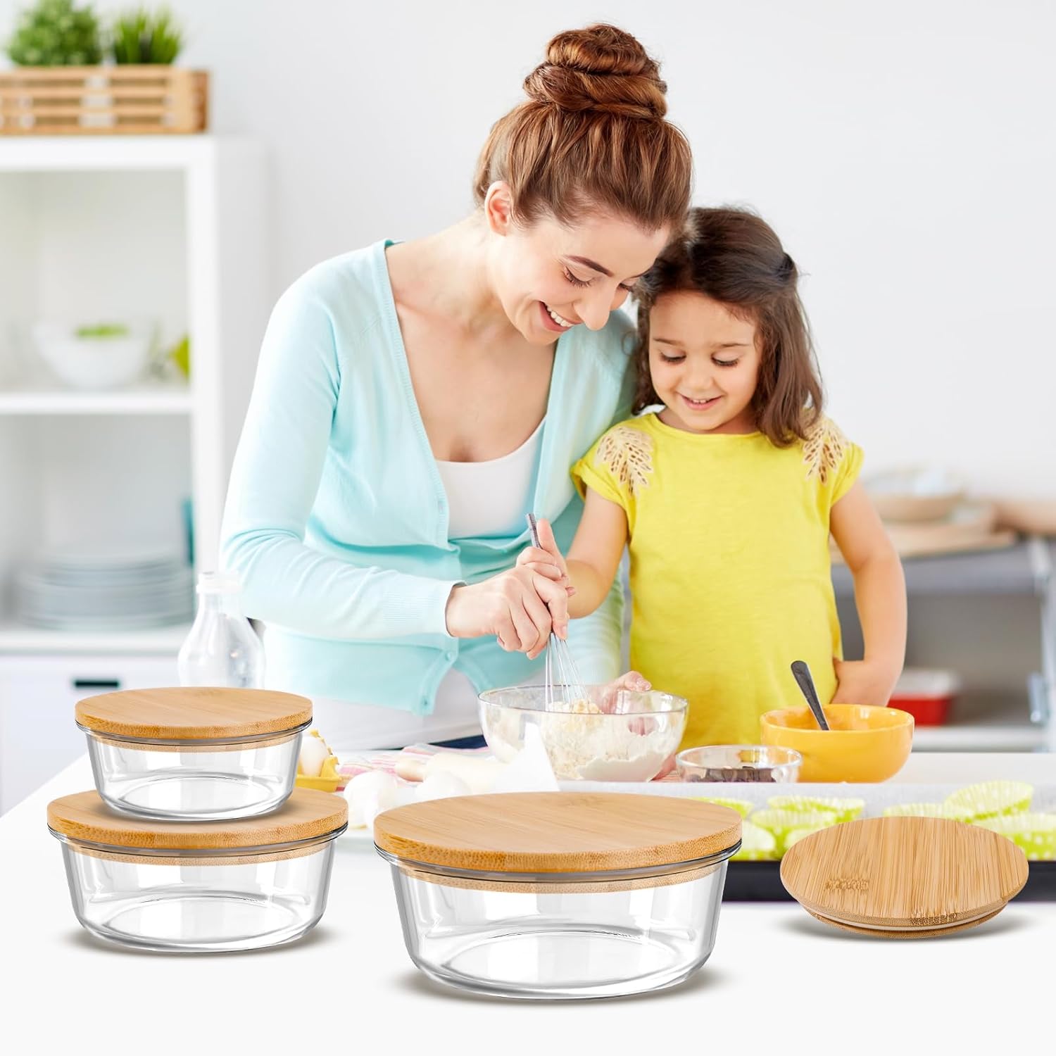 1 Pack Replacement Wooden Lid for 1-Cup Anchor Hocking Bowls, 236ml Round Reusable Storage Cover, Durable Food Lid for Anchor Hocking Glass Containers (Container excluded)